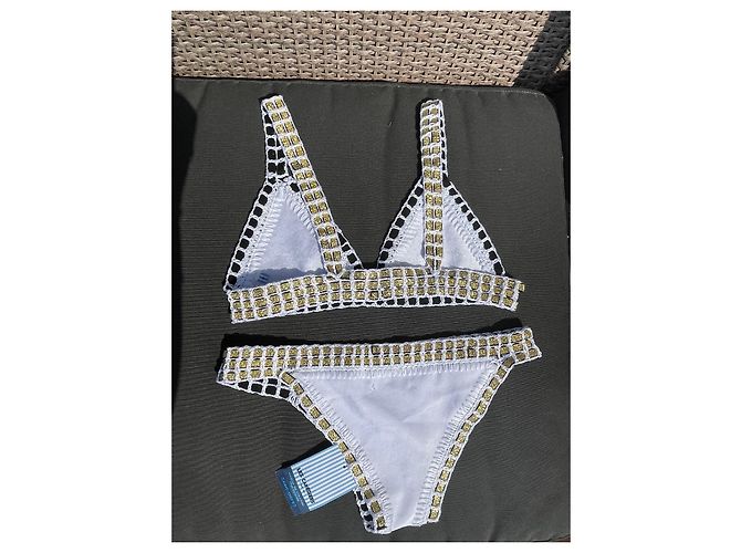 Autre Marque Badeanzug in Weiß und Gold aus Polyester Golden - Ansicht 7
