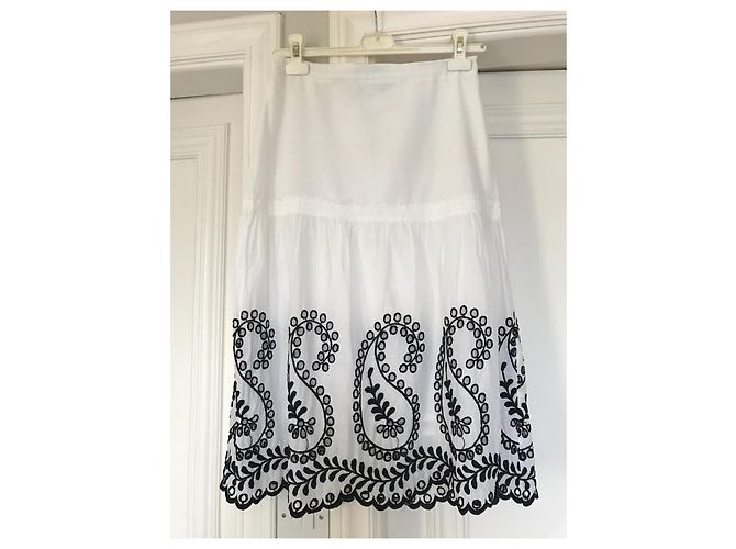 Falda larga Marella de algodón blanco con crochet - vista 2