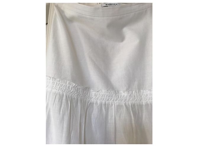 Falda larga Marella de algodón blanco con crochet - vista 3