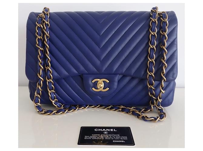 Borsa Chanel Classic chevron Blu - vista 11