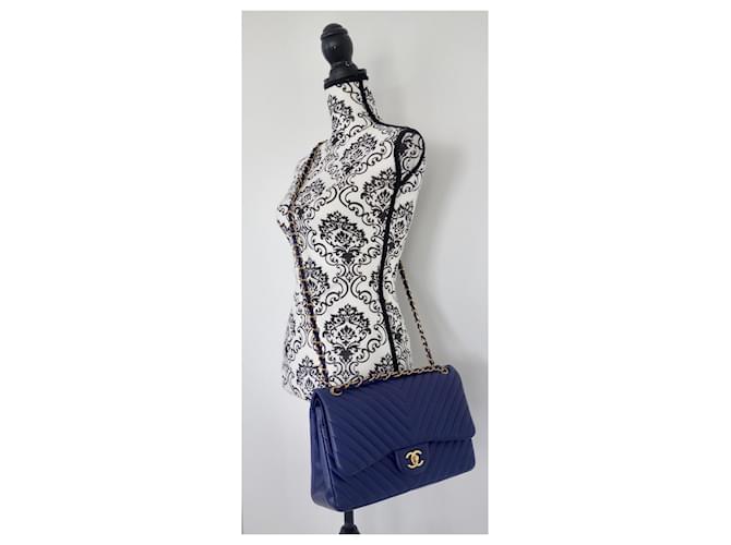 Borsa Chanel Classic chevron Blu - vista 12