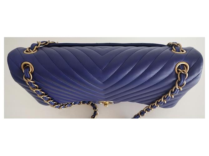 Borsa Chanel Classic chevron Blu - vista 14
