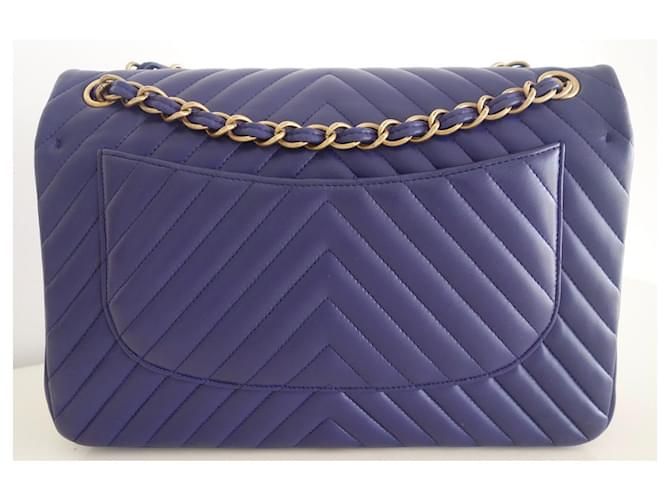 Borsa Chanel Classic chevron Blu - vista 2
