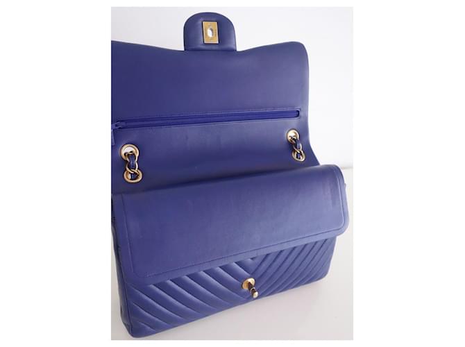 Borsa Chanel Classic chevron Blu - vista 3