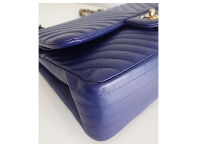 Borsa Chanel Classic chevron Blu - vista 7
