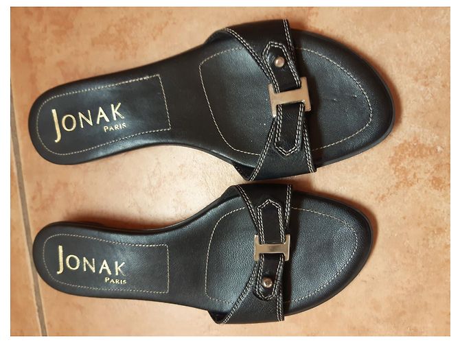 Sandali piatti Jonak in pelle marrone scuro - vista 4