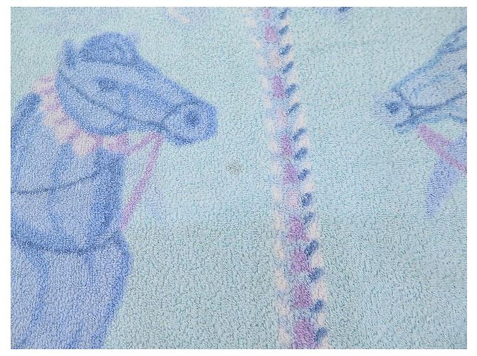 Hermès DRAP DE PLAGE HERMES CHEVAUX SERVIETTE DE BAIN EN COTON BLEU BEACH TOWEL - vue 4