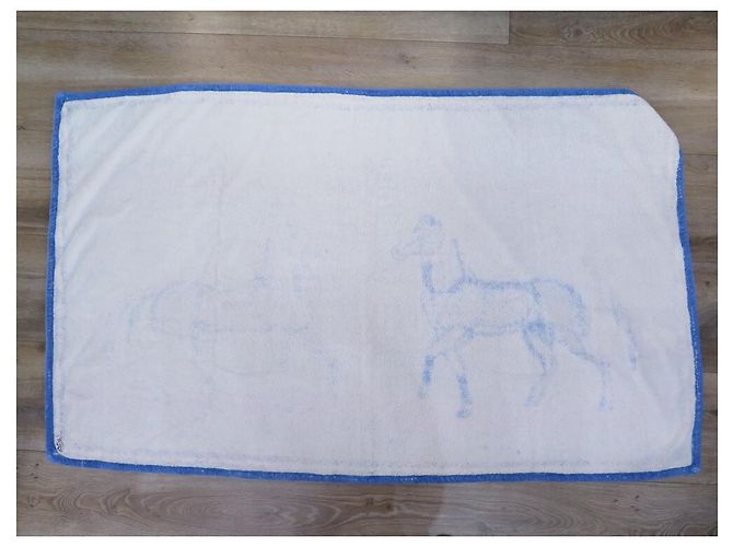 Hermès DRAP DE PLAGE HERMES CHEVAUX SERVIETTE DE BAIN EN COTON BLEU BEACH TOWEL - vue 6