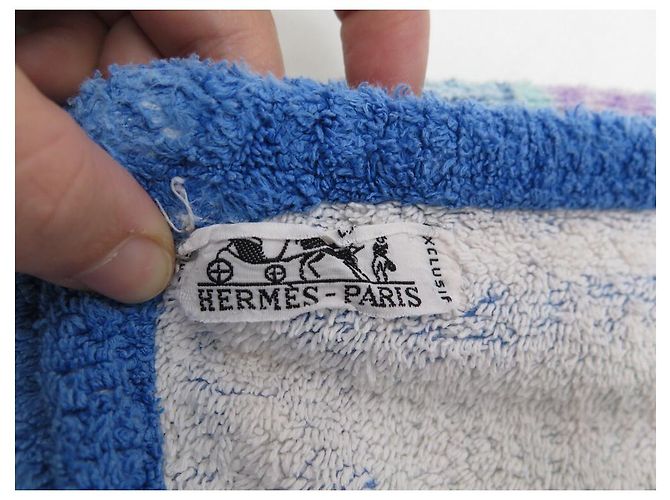 Hermès DRAP DE PLAGE HERMES CHEVAUX SERVIETTE DE BAIN EN COTON BLEU BEACH TOWEL - vue 9