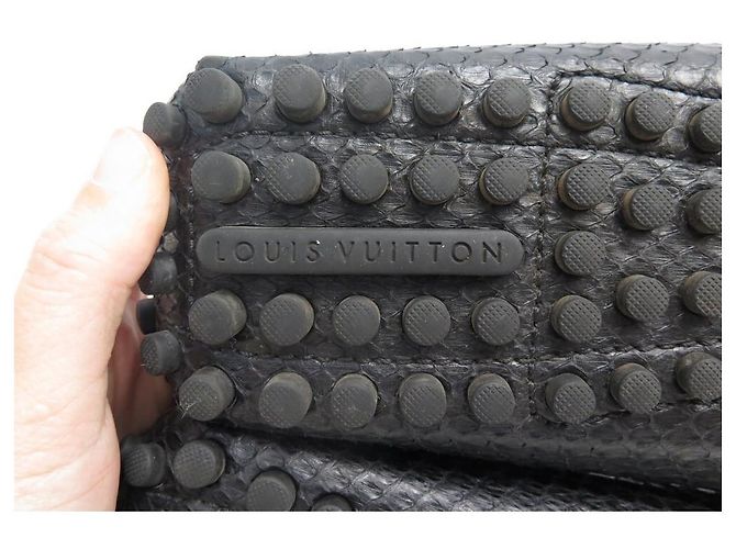 NEUF CHAUSSURES LOUIS VUITTON MOCASSINS HOCKENHEIM 12 46 CUIR PYTHON SHOES Noir - vue 5