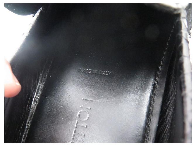 NEUF CHAUSSURES LOUIS VUITTON MOCASSINS HOCKENHEIM 12 46 CUIR PYTHON SHOES Noir - vue 9