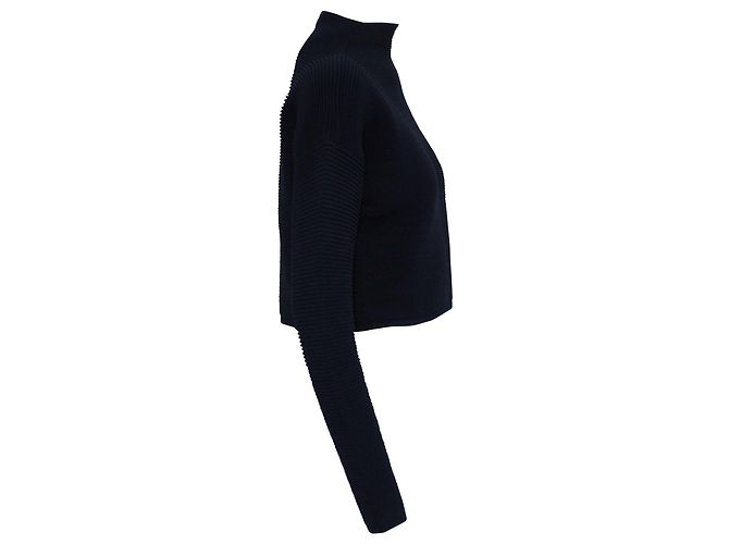 Autre Marque Dion Lee Rippstrickpullover mit Stehkragen aus marineblauer Viskose - Ansicht 2