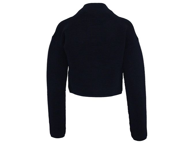 Autre Marque Dion Lee Rippstrickpullover mit Stehkragen aus marineblauer Viskose - Ansicht 3
