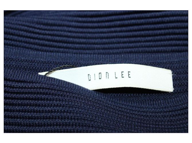Autre Marque Dion Lee Rippstrickpullover mit Stehkragen aus marineblauer Viskose - Ansicht 4
