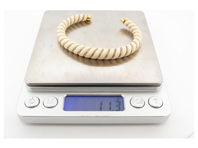 BRACCIALE AURELIE BIDERMANN DIANA IN RESINA AVORIO E ORO 18K 16BRACCIALI IN CM Bianco - vista 4