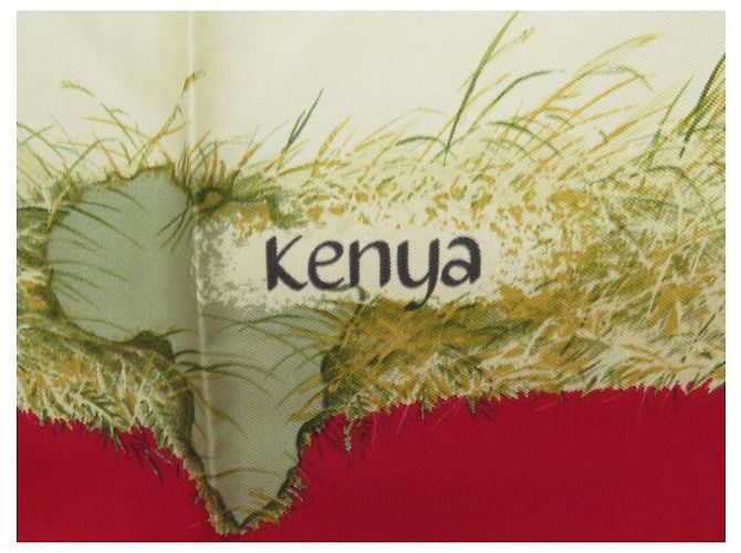 Hermès SCIARPA HERMES KENYA ROBERT DALLET IN SETA QUADRATA NERA 90 SCIARPA IN SETA NERA Rosso - vista 3
