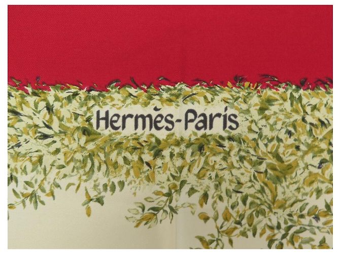 Hermès SCIARPA HERMES KENYA ROBERT DALLET IN SETA QUADRATA NERA 90 SCIARPA IN SETA NERA Rosso - vista 4