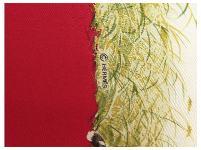 Hermès SCIARPA HERMES KENYA ROBERT DALLET IN SETA QUADRATA NERA 90 SCIARPA IN SETA NERA Rosso - vista 6