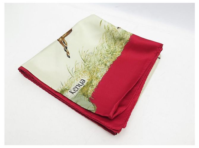 Hermès SCIARPA HERMES KENYA ROBERT DALLET IN SETA QUADRATA NERA 90 SCIARPA IN SETA NERA Rosso - vista 8