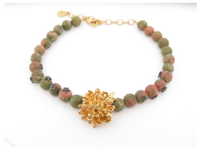 NEU CHRISTIAN DIOR CHOKER-HALSKETTE BLUME & PERLEN GOLDENE CHOKER-HALSKETTE - Ansicht 2