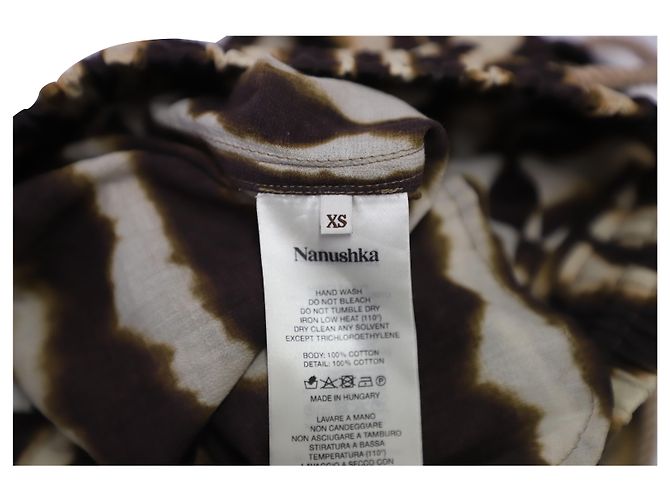 Calças Nanushka Jiro Estampadas em Algodão Marrom - vista 3