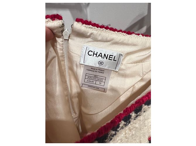Chanel Falda elegante Roja Beige - vista 10