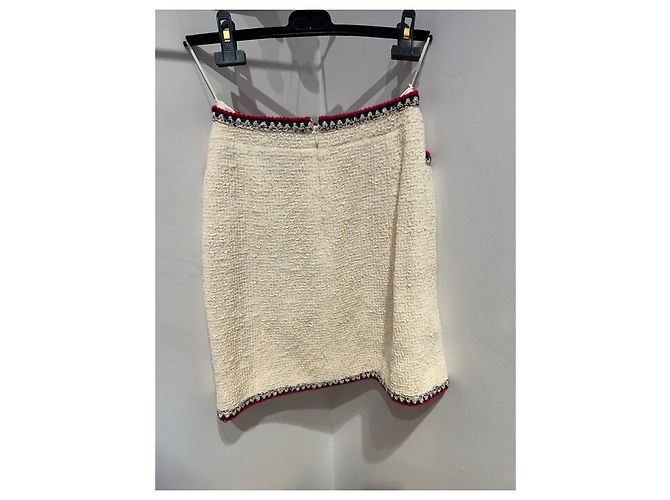 Chanel Falda elegante Roja Beige - vista 11