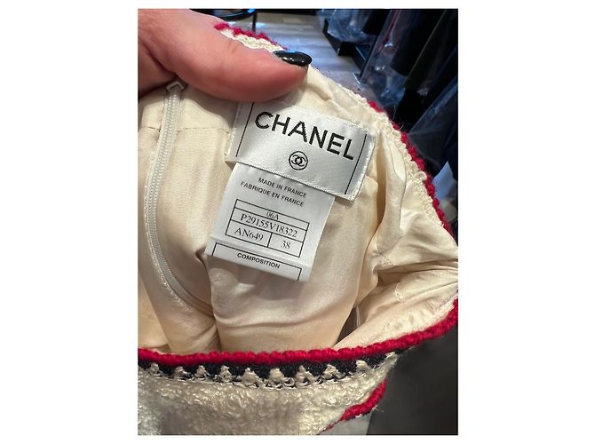 Chanel Falda elegante Roja Beige - vista 12