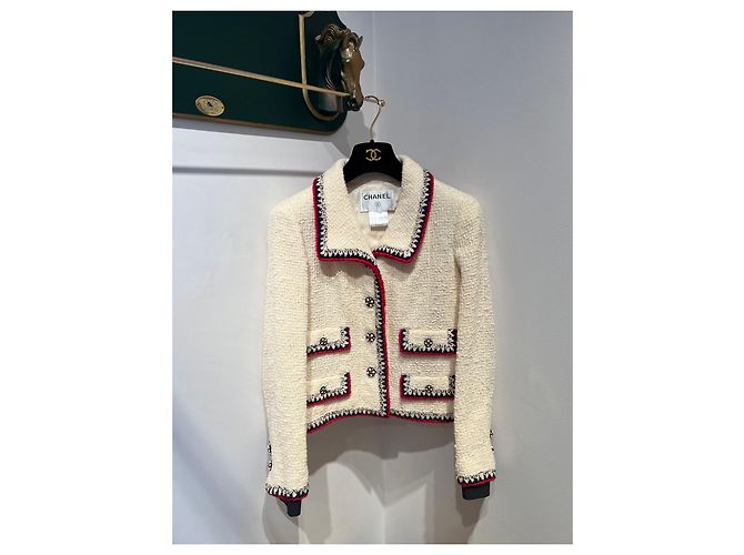 Chanel Falda elegante Roja Beige - vista 2