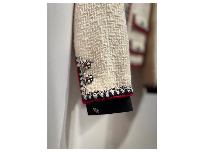 Chanel Falda elegante Roja Beige - vista 3