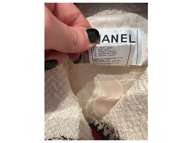 Chanel Falda elegante Roja Beige - vista 5