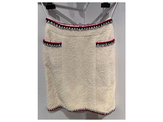 Chanel Falda elegante Roja Beige - vista 9