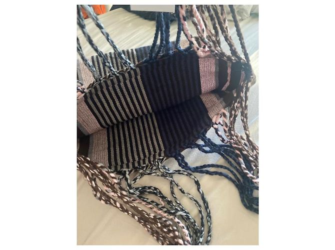 Borsa a mano Marni Market in cotone e corda nero rosa marrone blu Marrone scuro Blu navy - vista 5