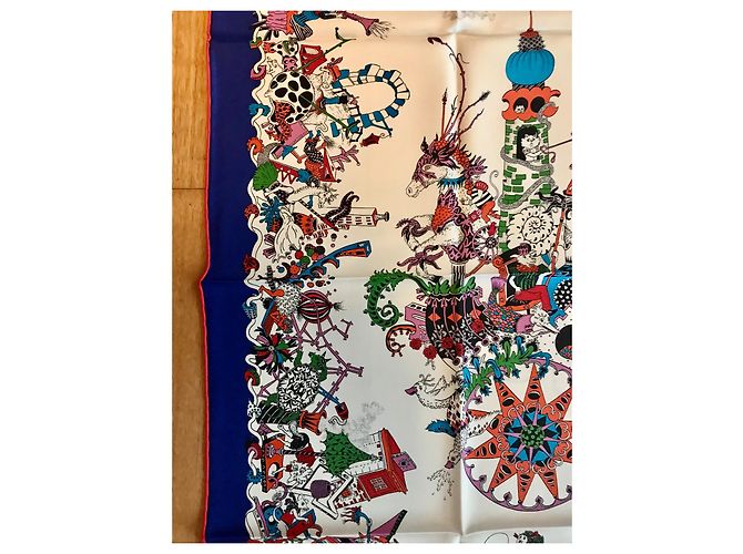 Hermès Sciarpa in seta La Folle Parade 90x90 Multicolore - vista 5
