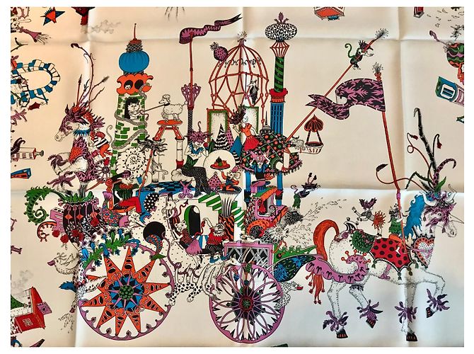 Hermès Sciarpa in seta La Folle Parade 90x90 Multicolore - vista 6