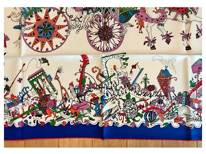 Hermès Sciarpa in seta La Folle Parade 90x90 Multicolore - vista 9