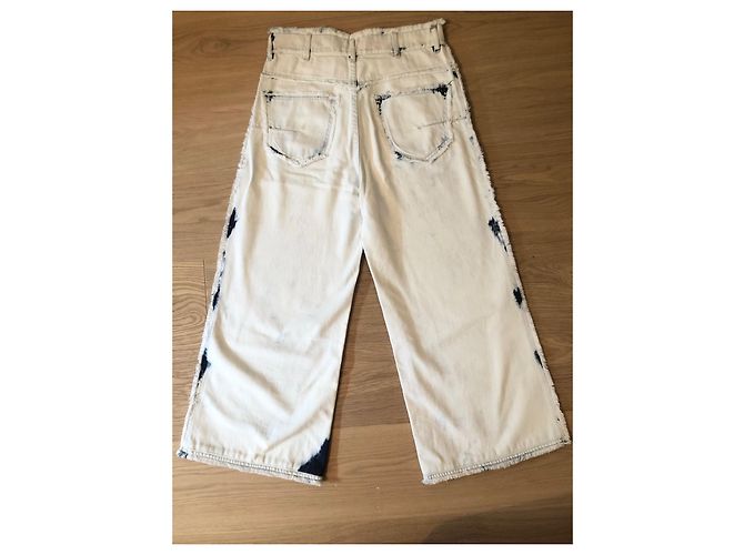 Jeans anchos Dior Tie-Dye de algodón blanco y azul - vista 2