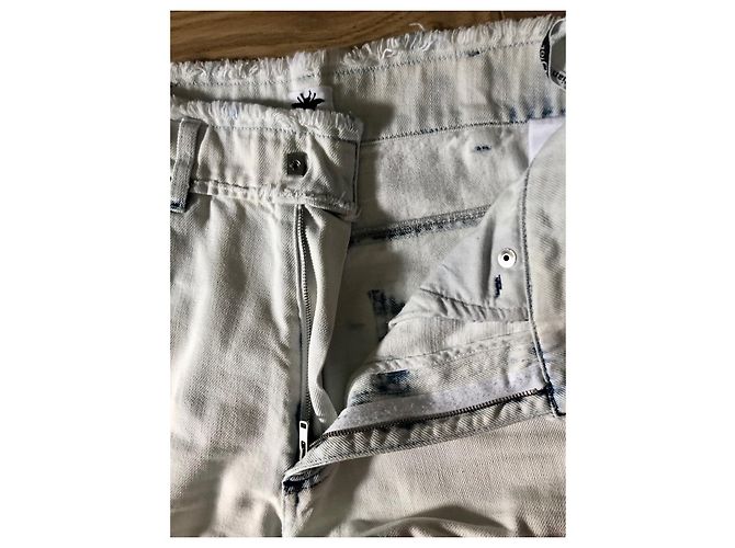 Jeans anchos Dior Tie-Dye de algodón blanco y azul - vista 4