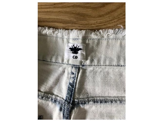 Jeans anchos Dior Tie-Dye de algodón blanco y azul - vista 5