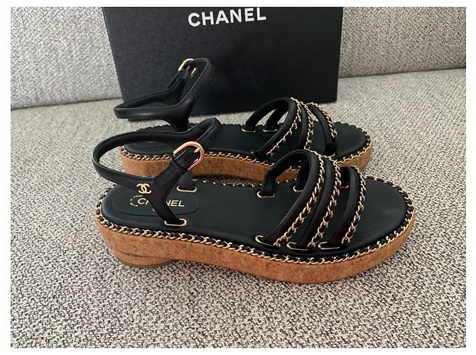 Sandali Chanel in pelle neri Nero - vista 2