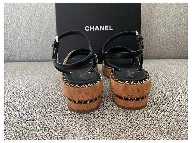 Sandali Chanel in pelle neri Nero - vista 3