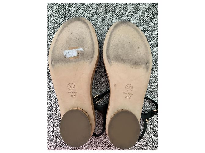 Sandali Chanel in pelle neri Nero - vista 4