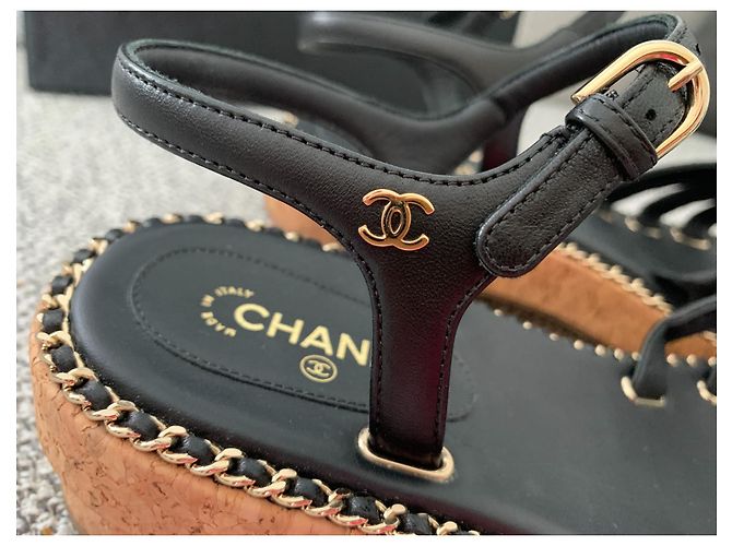 Sandali Chanel in pelle neri Nero - vista 5