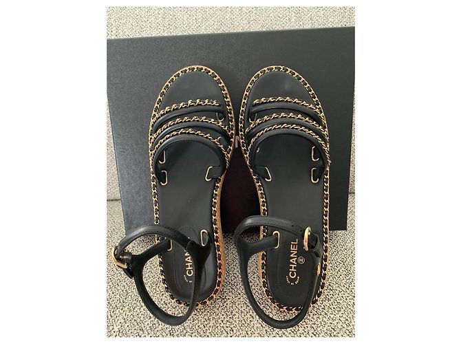 Sandali Chanel in pelle neri Nero - vista 6