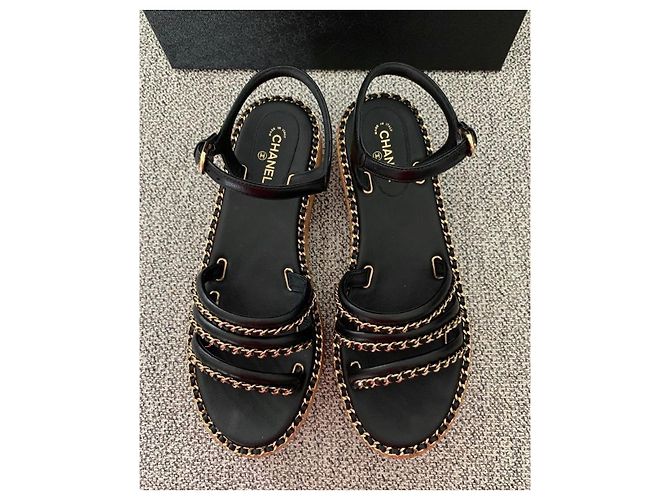 Sandali Chanel in pelle neri Nero - vista 7