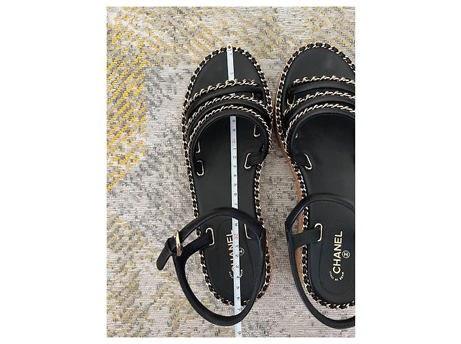 Sandali Chanel in pelle neri Nero - vista 8