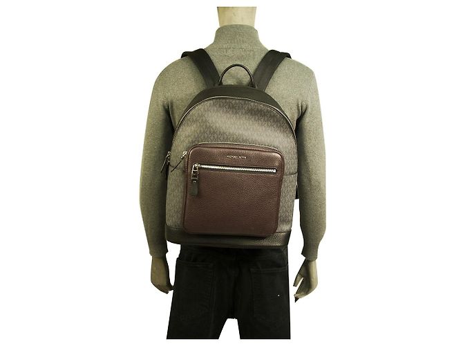 Michael Kors Hudson Gray Monogram Coated Canvas Logo Men Unisex Backpack Bag - view 9