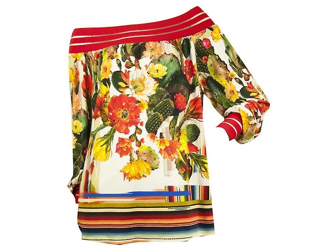 Fuzzi Multicolor Cactus Flowers Off Shoulder Top Long Maxi Falda Set talla S - vista 3