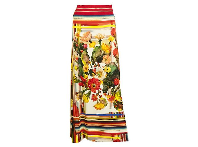 Fuzzi Multicolor Cactus Flowers Off Shoulder Top Long Maxi Falda Set talla S - vista 5