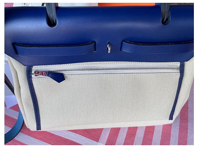 Herbag Hermès Cerniera a sacco 31 Crema Silver hardware - vista 2